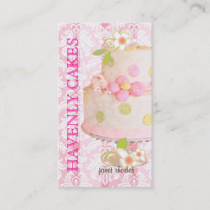 Tarjeta De Visita Rosa + Pastel de bodas/panadería/pâtisserie del