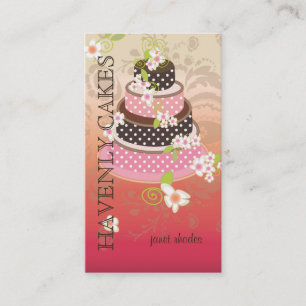 Tarjeta De Visita Rosa + Pastel de bodas/panadería/pâtisserie del