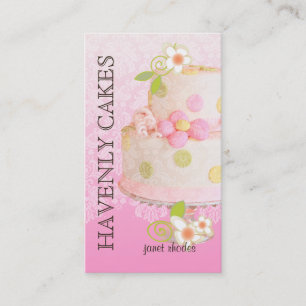 Tarjeta De Visita Rosa + Pastel de bodas/panadería/pâtisserie del