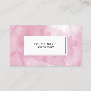Tarjeta De Visita Rosa Pastel Elegante Acuarela Creativa