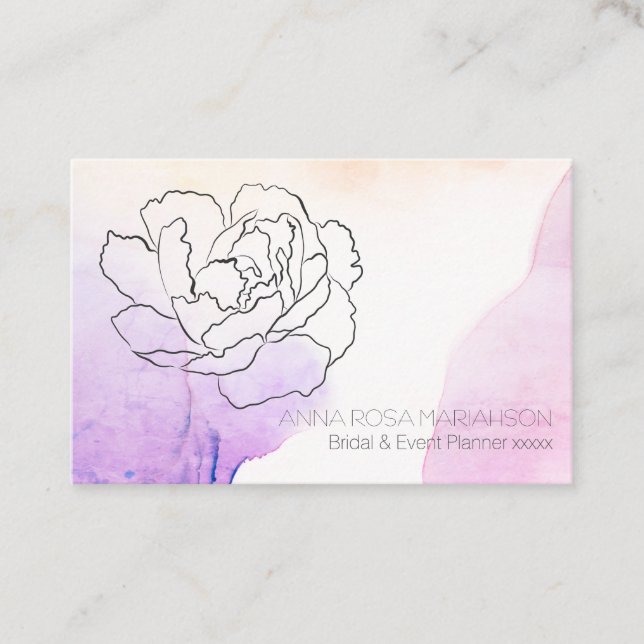 Tarjeta De Visita *~* Rosa Pastel Floral Lavanda Rosa (Anverso)
