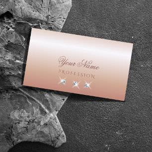 Tarjeta De Visita Rosa pastoral de lujo Coral Sparkling Diamonds
