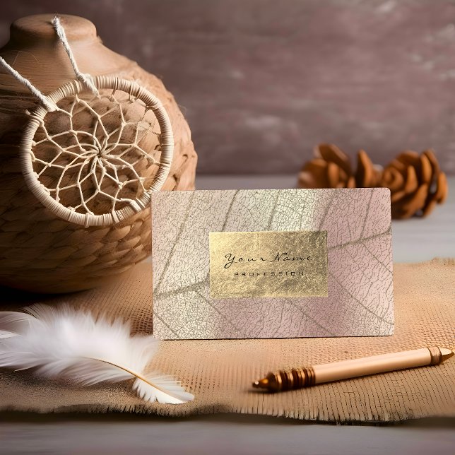 Tarjeta De Visita Rosa Pearly Sepia Relieve metalizado dorado Delica (Rose Pearly Sepia Gold Foil Botanical Delicate Business Card)