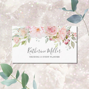 Tarjeta De Visita Rosa Peonía Flor Rosa Rosada Floral Romántico