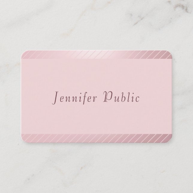 Tarjeta De Visita Rosa personalizado Gold Elegant Moderno de moda Si (Anverso)