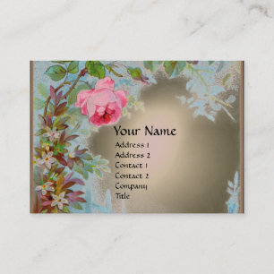 Tarjeta De Visita ROSA PINK & JASMINES MONOGRAMA PIEDRA GEM gris