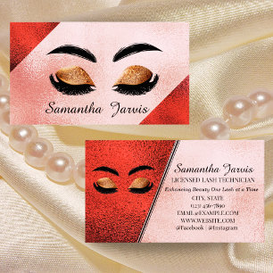 Tarjeta De Visita Rosa Pink & Maroon Relieve metalizado Lash and Bro