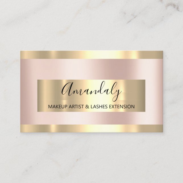 Tarjeta De Visita Rosa Planificador de eventos Gold Frame Elegant (Anverso)