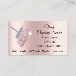 Tarjeta de visita rosa plateada del servicio de li
