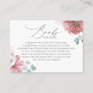Tarjeta De Visita Rosa Polvoriento Flores Elegantes Libros Para Tarj