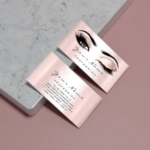 Tarjeta De Visita Rosa profesional de maquillaje con logotipo