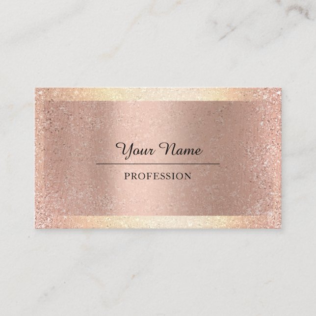 Tarjeta De Visita Rosa Profesional de Purpurina de oro moderno (Anverso)
