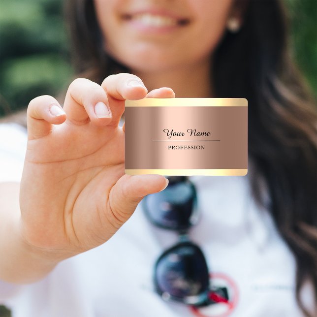 Tarjeta De Visita Rosa profesional moderno de oro simple minimalismo (Professional Modern Golden Simply Minimalism Rose Business Card)