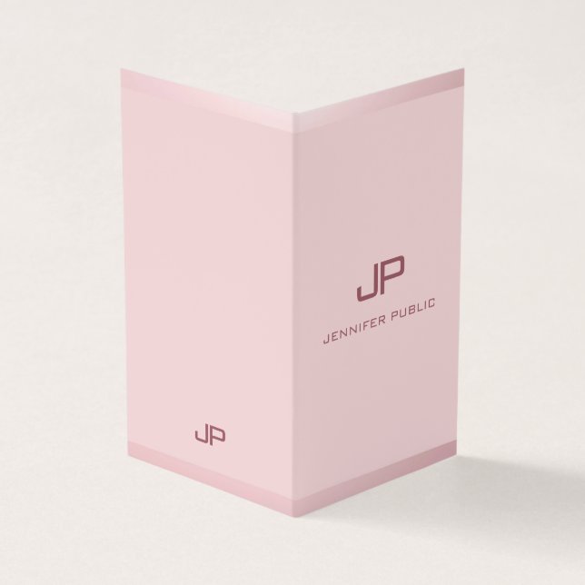 Tarjeta De Visita Rosa Profesional Profesional Moderno Monogramado E (Exterior)