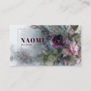 Tarjeta De Visita Rosa Púrpura Ciruela Floral y Jardín Brumoso