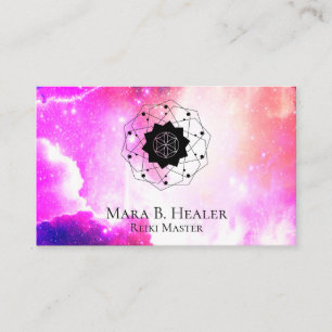 Tarjeta De Visita * Rosa púrpura de la geometría sagrada cósmica 