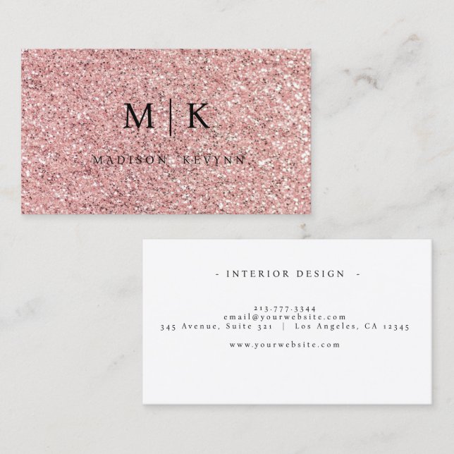 Tarjeta De Visita Rosa Purpurina (Anverso / Reverso)