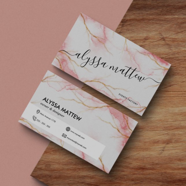 Tarjeta De Visita Rosa Purpurina de acuarela rosada  brillante Perso (Subido por el creador)