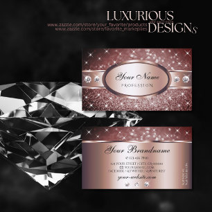 Tarjeta De Visita Rosa Purpurina de Borgoña Sparkle Stars Jewels