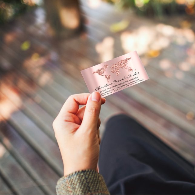 Tarjeta De Visita Rosa Purpurina de la Agencia de Blogueros de Viaje (Subido por el creador)