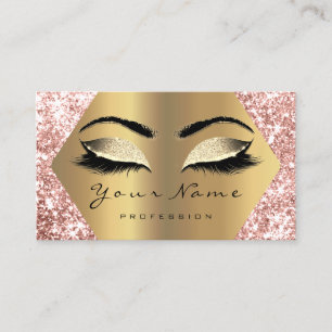 Tarjeta De Visita Rosa Purpurina de oro Artista de maquillaje azota
