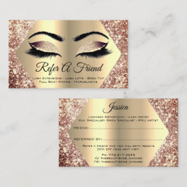 Tarjeta De Visita Rosa Purpurina de oro Artista de maquillaje Lash A