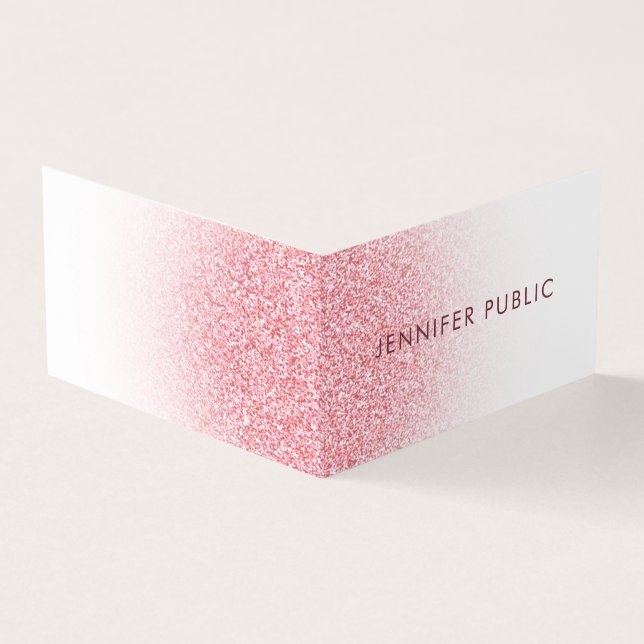 Tarjeta De Visita Rosa Purpurina de oro Aspecto moderno y elegante p (Exterior)