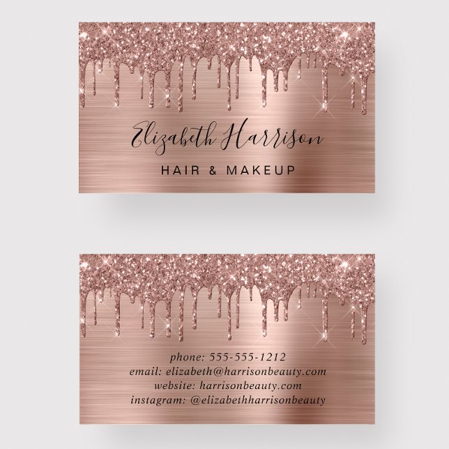 Tarjeta De Visita Rosa Purpurina de oro Belleza (Subido por el creador)