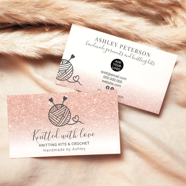 Tarjeta De Visita Rosa purpurina de oro blanco tejedor de punto hech (Subido por el creador)