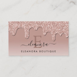 Tarjeta De Visita Rosa Purpurina de oro desliza monograma del diseña