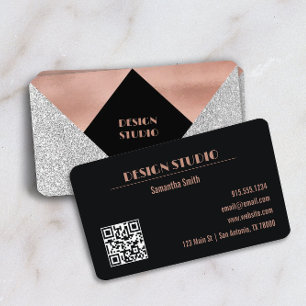 Tarjeta De Visita Rosa Purpurina de oro Glam