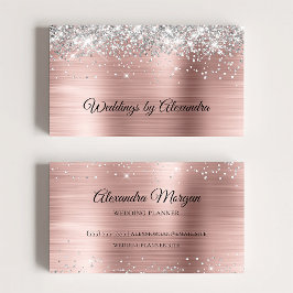 Tarjeta De Visita Rosa Purpurina de oro Satin Ombre Relieve metaliza