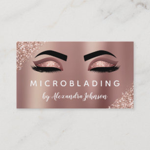 Tarjeta De Visita Rosa Purpurina de oro Sparkle Eyelashes Microbland