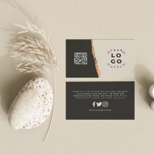 Tarjeta De Visita Rosa purpurina dorado negro rosa moderno gracias