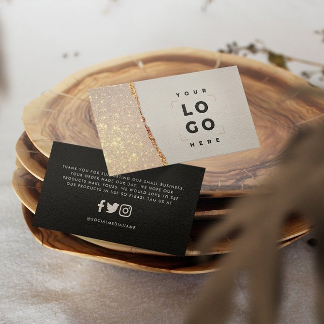 Tarjeta De Visita Rosa purpurina dorado negro rosa moderno gracias (Subido por el creador)