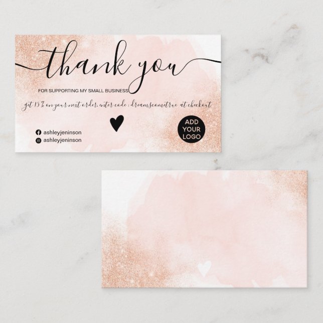 Tarjeta De Visita Rosa purpurina dorado orden de pinceles rosados (Anverso / Reverso)