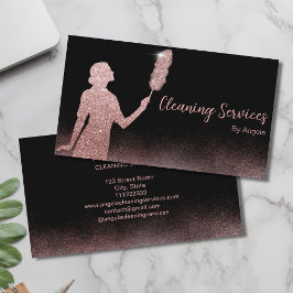 Tarjeta De Visita Rosa Purpurina esparkling de Servicios de limpieza