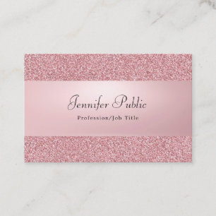Tarjeta De Visita Rosa Purpurina Gold Elegant Nombre manuscrito mode