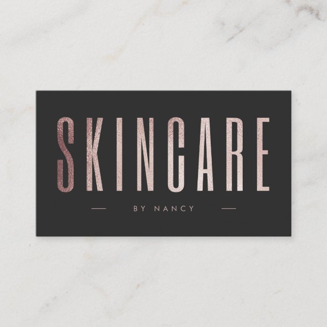 Tarjeta De Visita Rosa Purpurina Gold Skincare (Anverso)