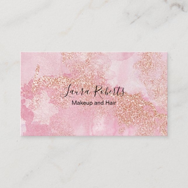 Tarjeta De Visita Rosa Purpurina rosa dorado (Anverso)