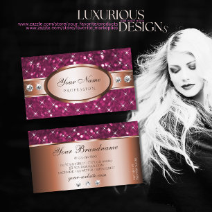Tarjeta De Visita Rosa Purpurina Rosa Dorado Esparkle Diamonds Lovel