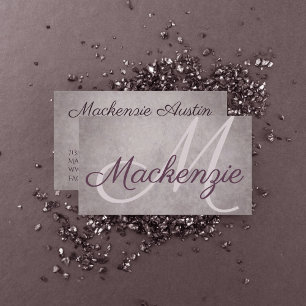 Tarjeta De Visita Rosa Quartz Matte Monograma rosado Dusty Mauve