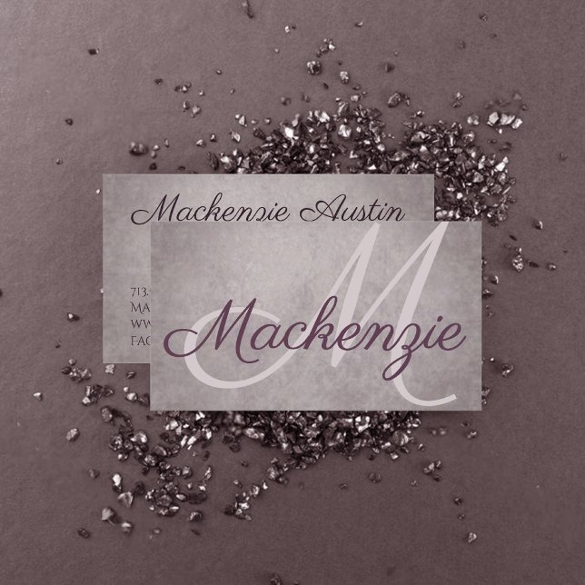 Tarjeta De Visita Rosa Quartz Matte | Monograma rosado Dusty Mauve (Subido por el creador)