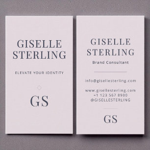 Tarjeta De Visita Rosa Quartz Morado Monograma Elegante Minimalista