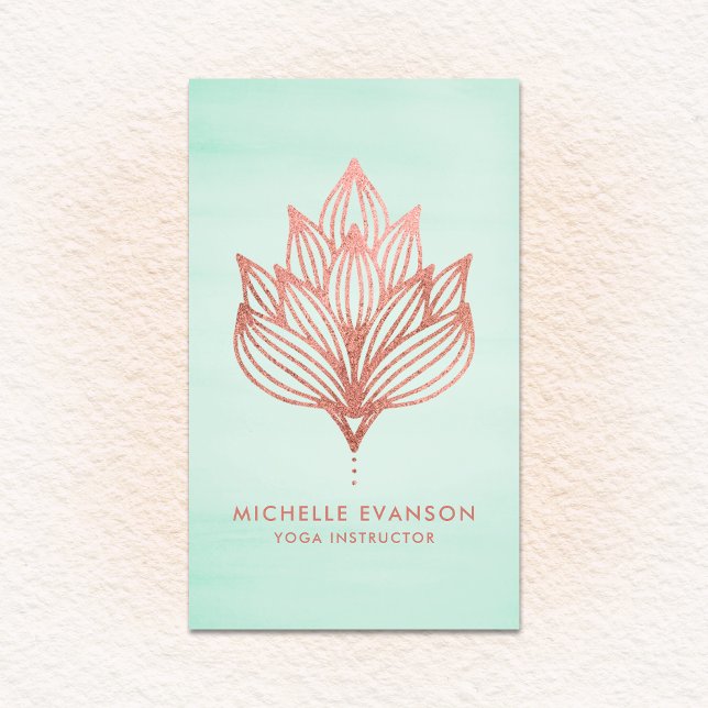 Tarjeta De Visita Rosa Relieve metalizado dorado Lotus Flower Green  (Subido por el creador)