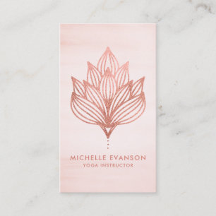 Tarjeta De Visita Rosa Relieve metalizado dorado Lotus Flower Rubor 