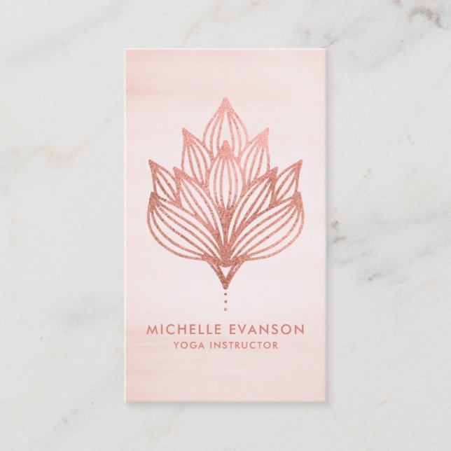 Tarjeta De Visita Rosa Relieve metalizado dorado Lotus Flower Rubor  (Anverso)