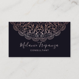 Tarjeta De Visita Rosa Relieve metalizado mandala profesional negro