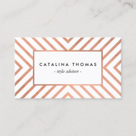 Tarjeta De Visita Rosa retro Mod patrón oro y blanco