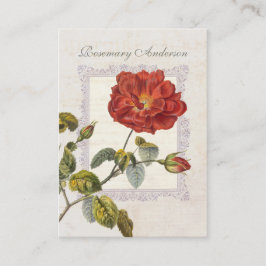 Tarjeta De Visita Rosa roja completamente elegante y antigua para ja